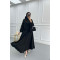 Sleeve Piping Skirt Suit Black