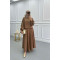 Sleeve Piping Skirt Suit Milky Coffee