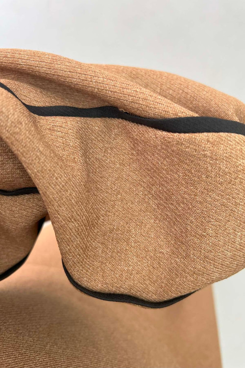 Sleeve Piping Skirt Suit Milky Coffee