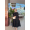 Sare Fashion Gathered Sleeve Gipel Dress Black