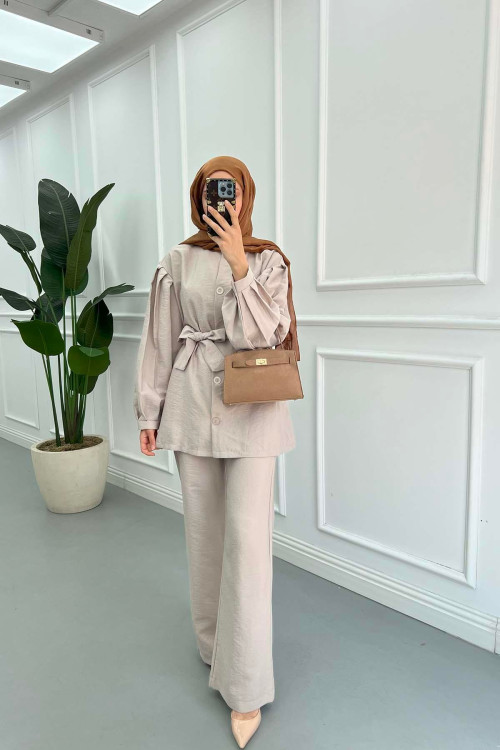 Sare Fashion Arm Detailed Tie Set Stone