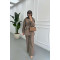 Sare Fashion Sleeve Detailed Tied Suit Mink