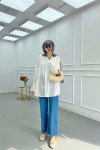 Sare Fashion Sleeve Detailed Strawberry Shirt White