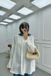 Sare Fashion Sleeve Detailed Strawberry Shirt White