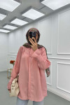 Sare Fashion Sleeve Detailed Strawberry Shirt Powder