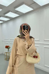 Sare Fashion Sleeve Detailed Skirt Suit Beige