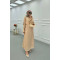 Sare Fashion Sleeve Detailed Skirt Suit Beige