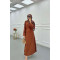 Sare Fashion Sleeve Detailed Skirt Suit Brown