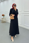 Sare Fashion Sleeve Detailed Skirt Suit Black