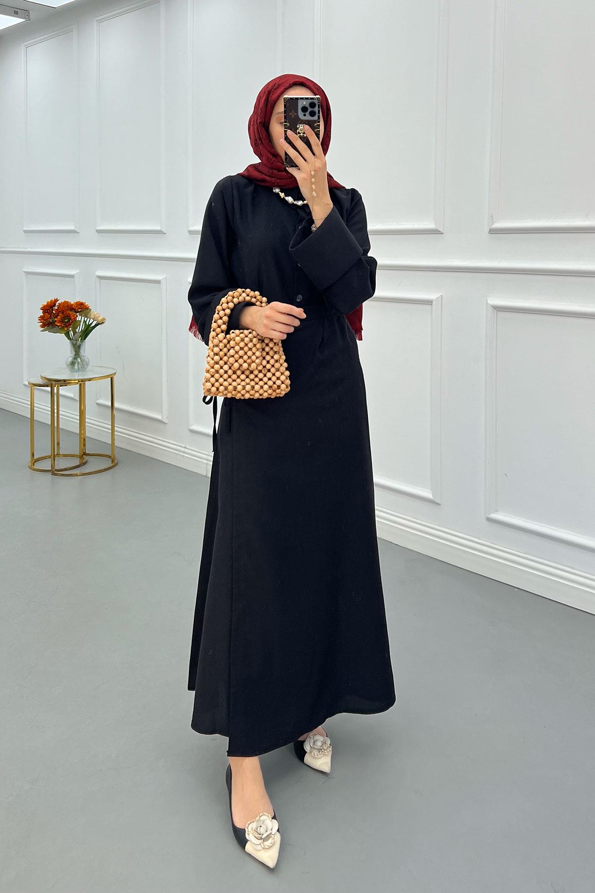 Sare Fashion Sleeve Detailed Skirt Suit Black