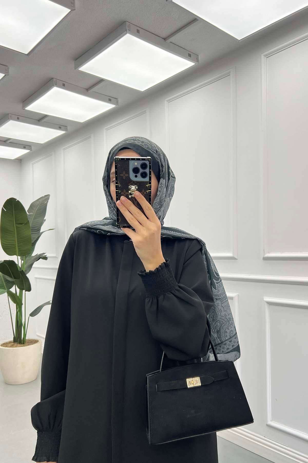 Sare Fashion Cuff Detailed Hidden Button Crepe Suit Black