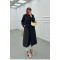 Sare Fashion Sleeve Detailed Belted Trench Coat Black