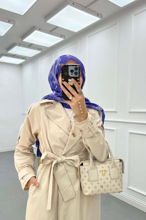 Sare Fashion Sleeve Detailed Belted Trench Coat Stone