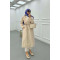 Sare Fashion Sleeve Detailed Belted Trench Coat Stone