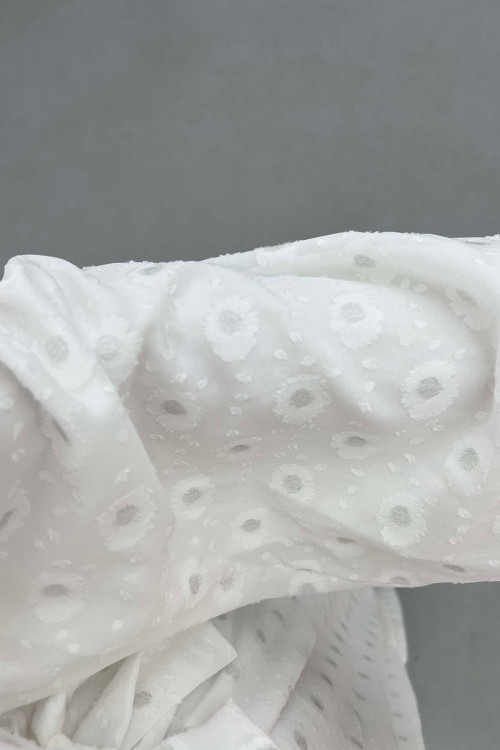 Sare Fashion Sleeve Detailed Belted Lined Tulle Dress White