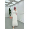 Sare Fashion Sleeve Detailed Belted Lined Tulle Dress White