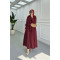 Sare Fashion Sleeve Detailed Front Tie Suit Claret Red