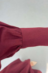 Sare Fashion Sleeve Detailed Front Tie Suit Claret Red