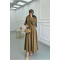 Sare Fashion Sleeve Detailed Front Tie Suit Khaki