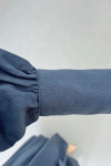Sare Fashion Sleeve Detailed Front Tie Suit Navy Blue