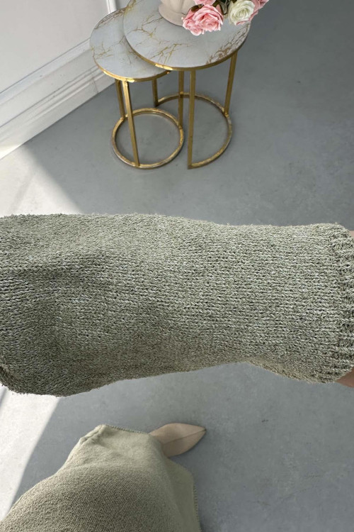 Sare Fashion Sleeve Detailed Knit Dress Green