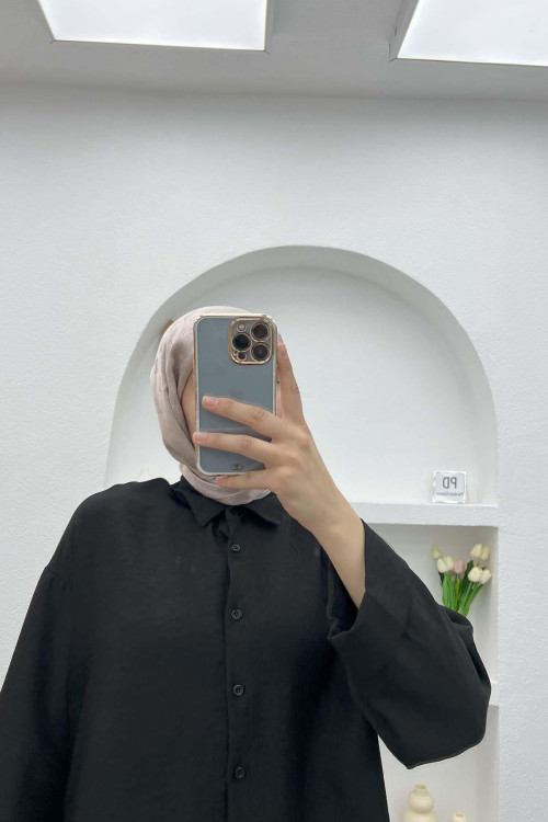 Folded Sleeve Shirt Black