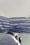 Sleeve Pleated Striped Shirt Navy Blue