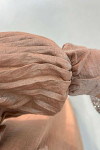 Pleated Sleeve Shiny Dress Brown