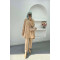 Pleated Sleeve and Stoned Suit Beige