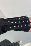 Pleated Sleeve and Stoned Suit Black