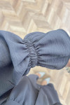 Sare Fashion Sleeve and Button Detailed Skirt Set Gray