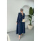 Sare Fashion Sleeve and Button Detailed Skirt Suit Navy Blue