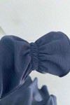Sare Fashion Sleeve and Button Detailed Skirt Suit Navy Blue