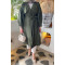 Sare Fashion Belted Trench Coat with Rope Detail on Sleeves Khaki