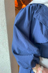 Sare Fashion Belted Trench Coat with Rope Detail on Sleeves Navy Blue