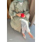 Sare Fashion Belted Trench Coat with Rope Detail on Sleeves Soft Green