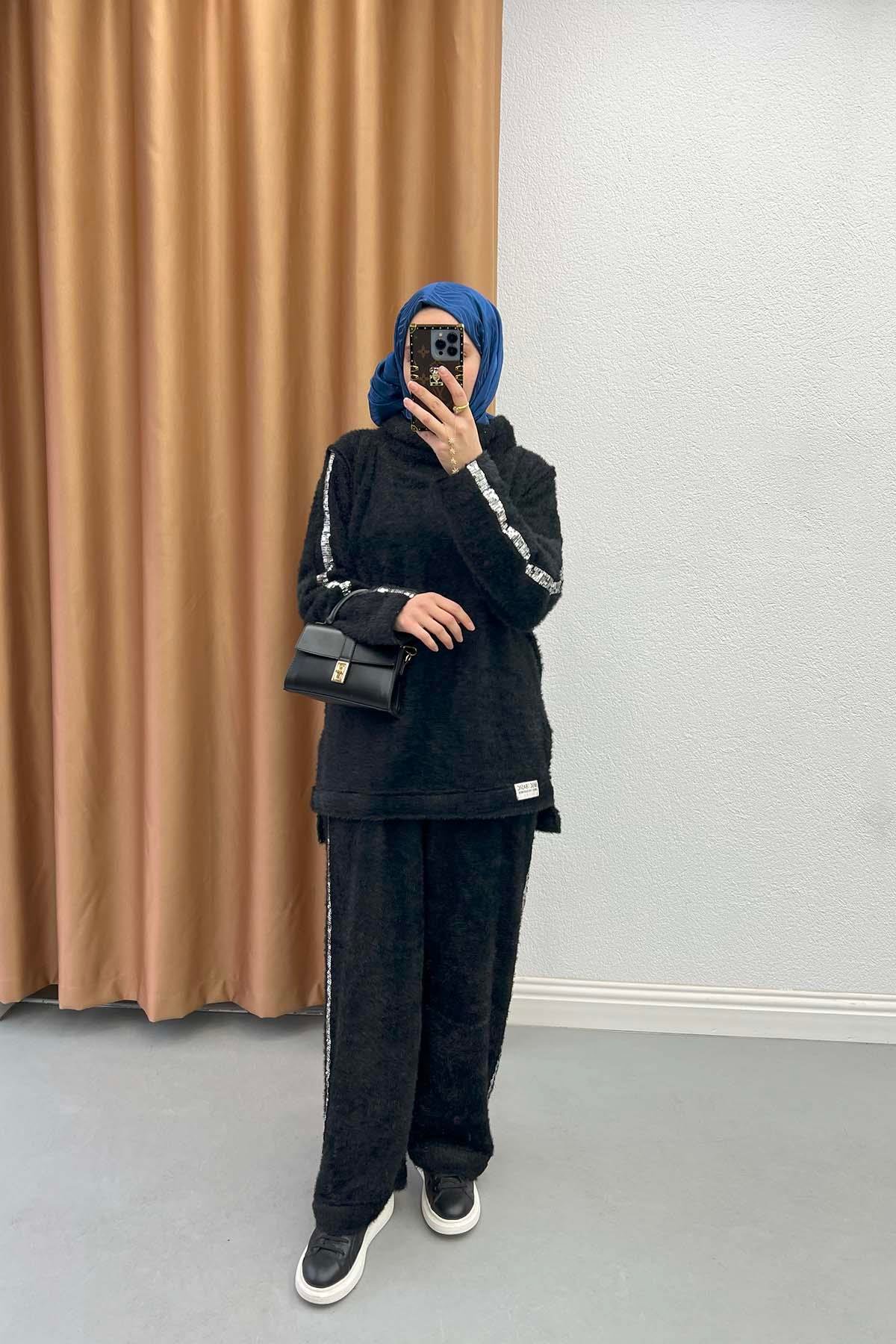 Bearded Suit with Sequined Sleeves Black