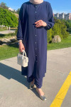 Sare Fashion Navy Blue Trouser Suit with Stone Detailed Sleeves