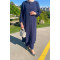 Sare Fashion Navy Blue Trouser Suit with Stone Detailed Sleeves