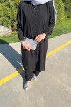 Sare Fashion Trouser Suit with Stone Detailed Sleeves Black