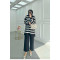 Sare Fashion Black Striped Pattern Glittery Sweater with Stoned Sleeves