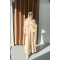 Sare Fashion Satin Dress with Feather Detail on Sleeves Beige