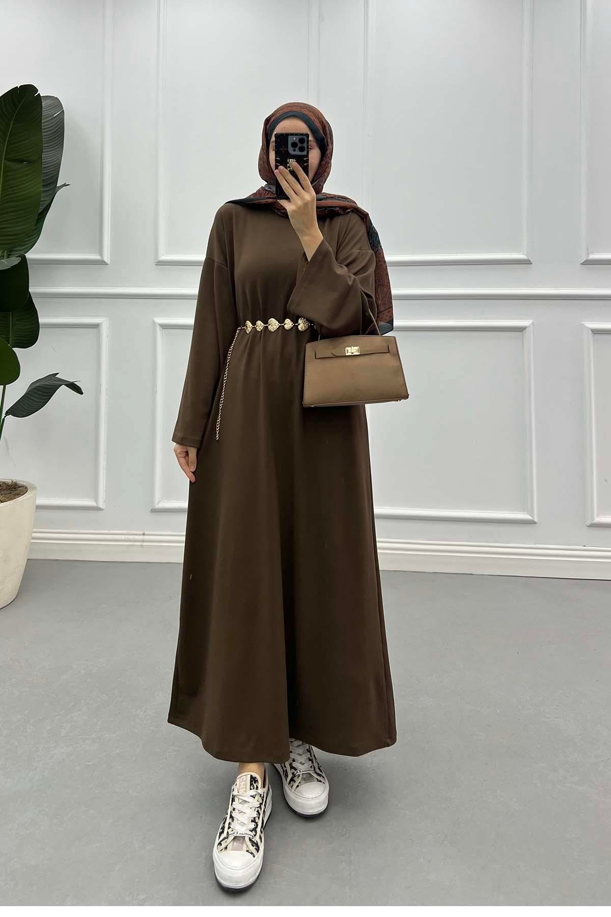 Sare Fashion Oysh Dress with Necklace, Brown