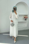 Necklace Pleated Skirt Set White