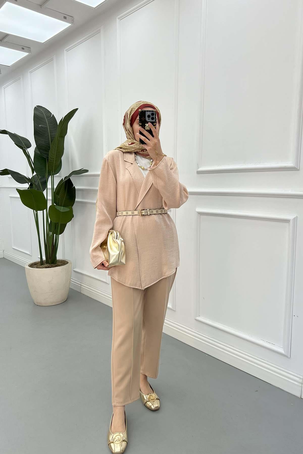 Sare Fashion Crinkle Summer Jacket Stone