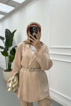 Sare Fashion Crinkle Summer Jacket Stone