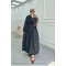 Sare Fashion Double Breasted Collar Knee Length Skirt Balloon Dress Black