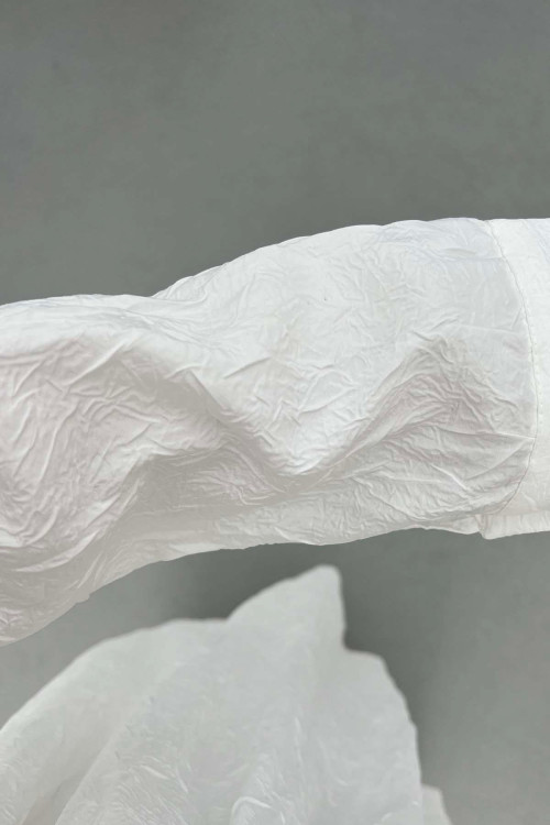 Sare Fashion Double Breasted Collar Knee Length Hem Balloon Dress White Sare Fashion Double Breasted Collar Knee Length Hem Balloon Dress White