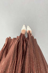 Small Stone Pleated Skirt Brown