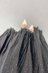 Small Stone Pleated Skirt Black